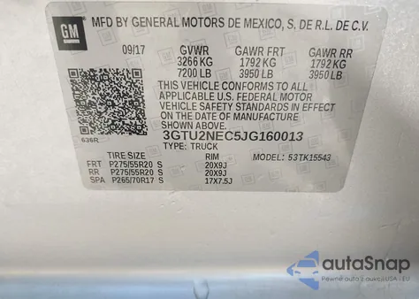 2018 GMC Sierra 1500 Slt from USA, damaged, VIN 3GTU2NEC5JG160013